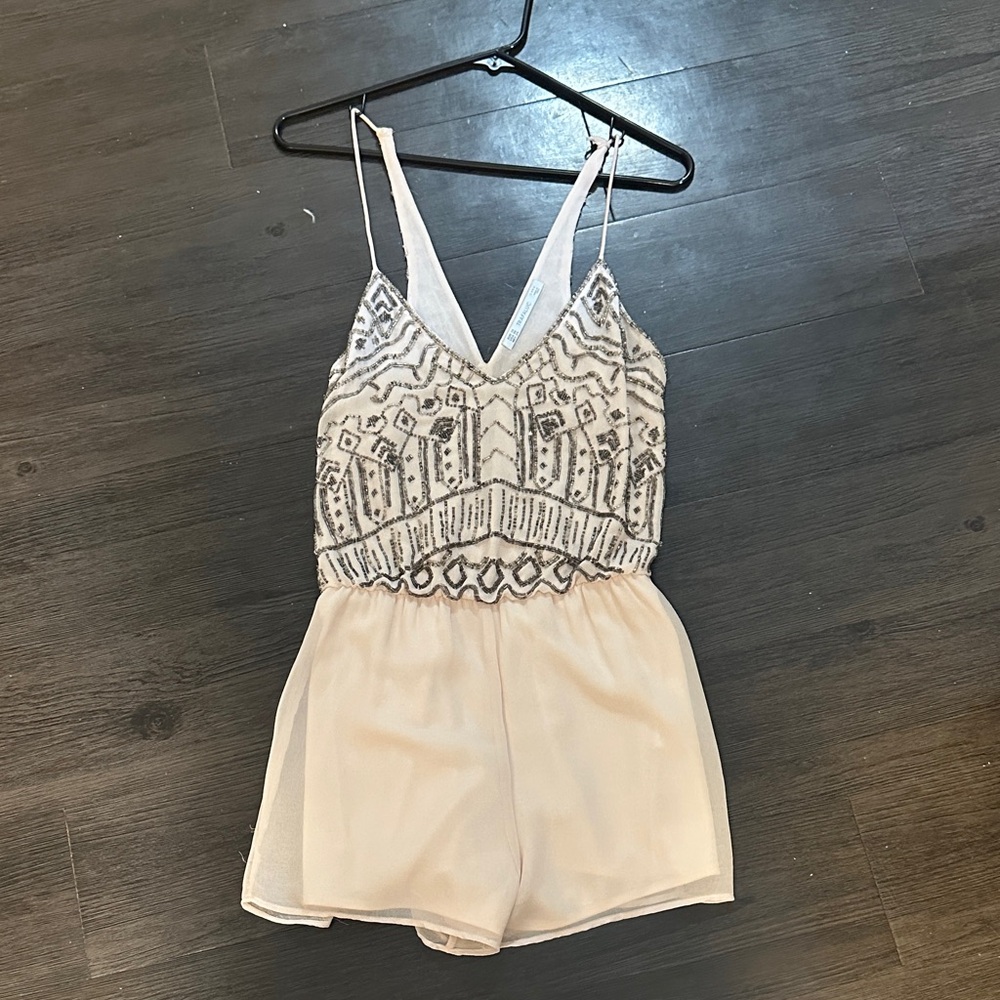 Elegant Cream Beaded Romper